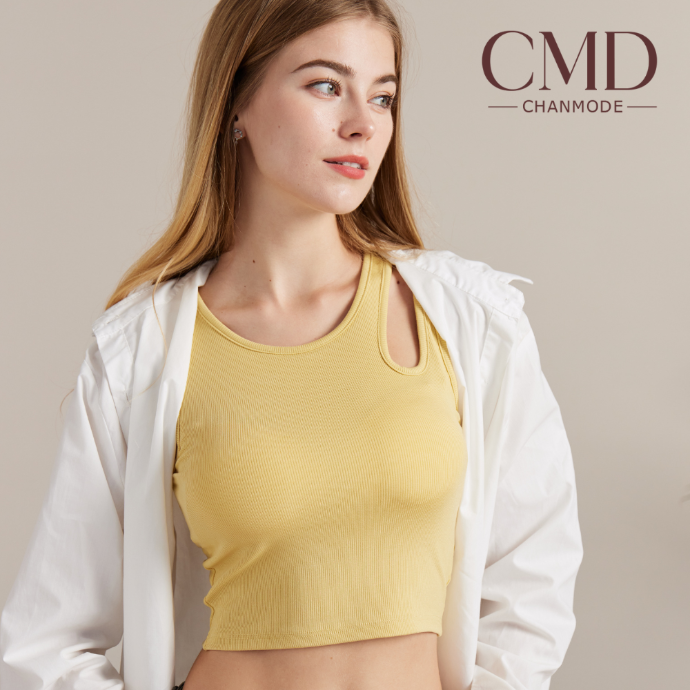 ADK40 羅紋水滴領設計修身美型 BRA TOP