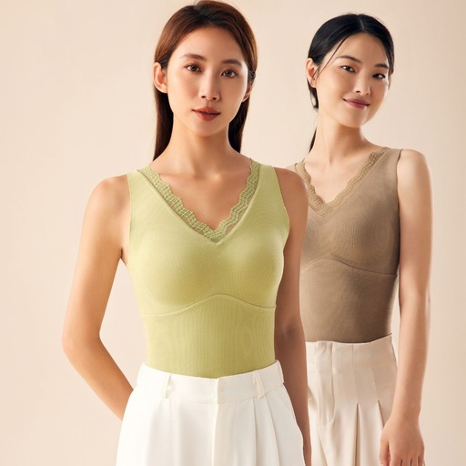 [3851] V領蕾絲保暖背心 3851(預購)